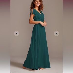 David’s Bridal bridesmaid dress with flutter sleeve full skirt